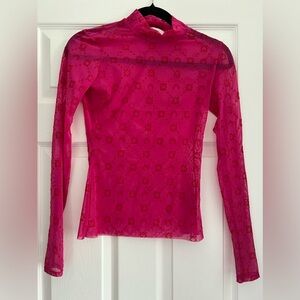 MARINE SERRE hot pink monogram sheer top